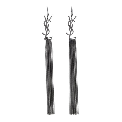 Saint Laurent Brass Monogram Chain Earrings 1 of 4