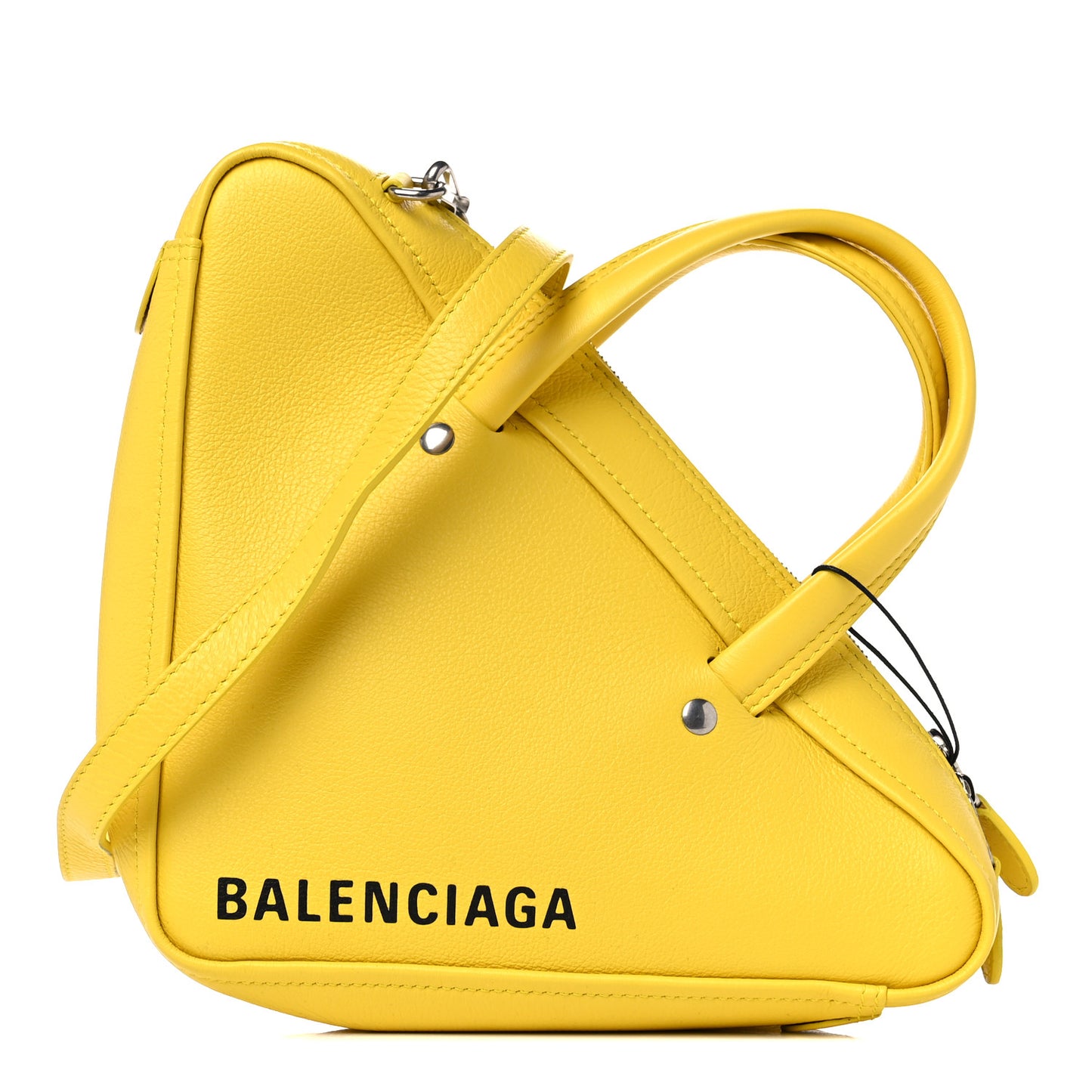 Shiny Day Calfskin Logo XS Triangle Duffle Jaune Black