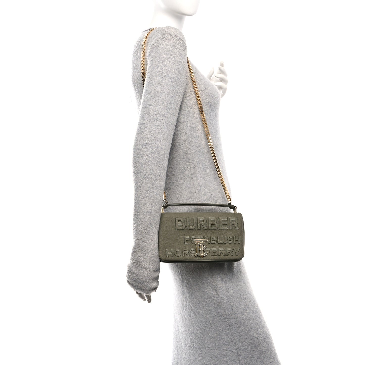 Canvas Horseferry Print Small Lola Bag Dark Fern Green