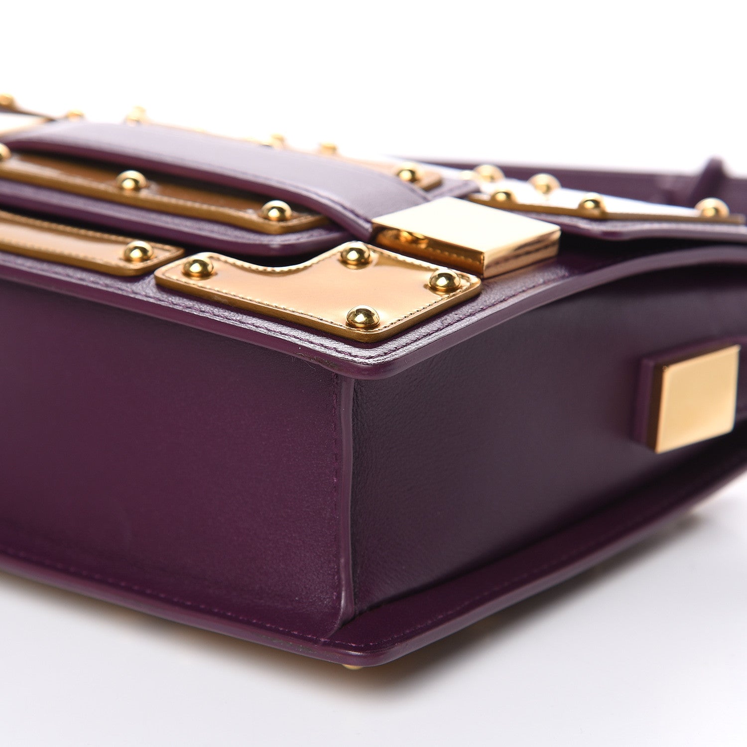 Delvaux Calfskin Mini Iron Shield Madame Crossbody Prune Antique Gold 9 of 10