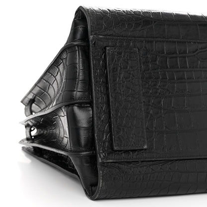 Saint Laurent Calfskin Crocodile Embossed Medium Supple Sac de Jour Black 8 of 14