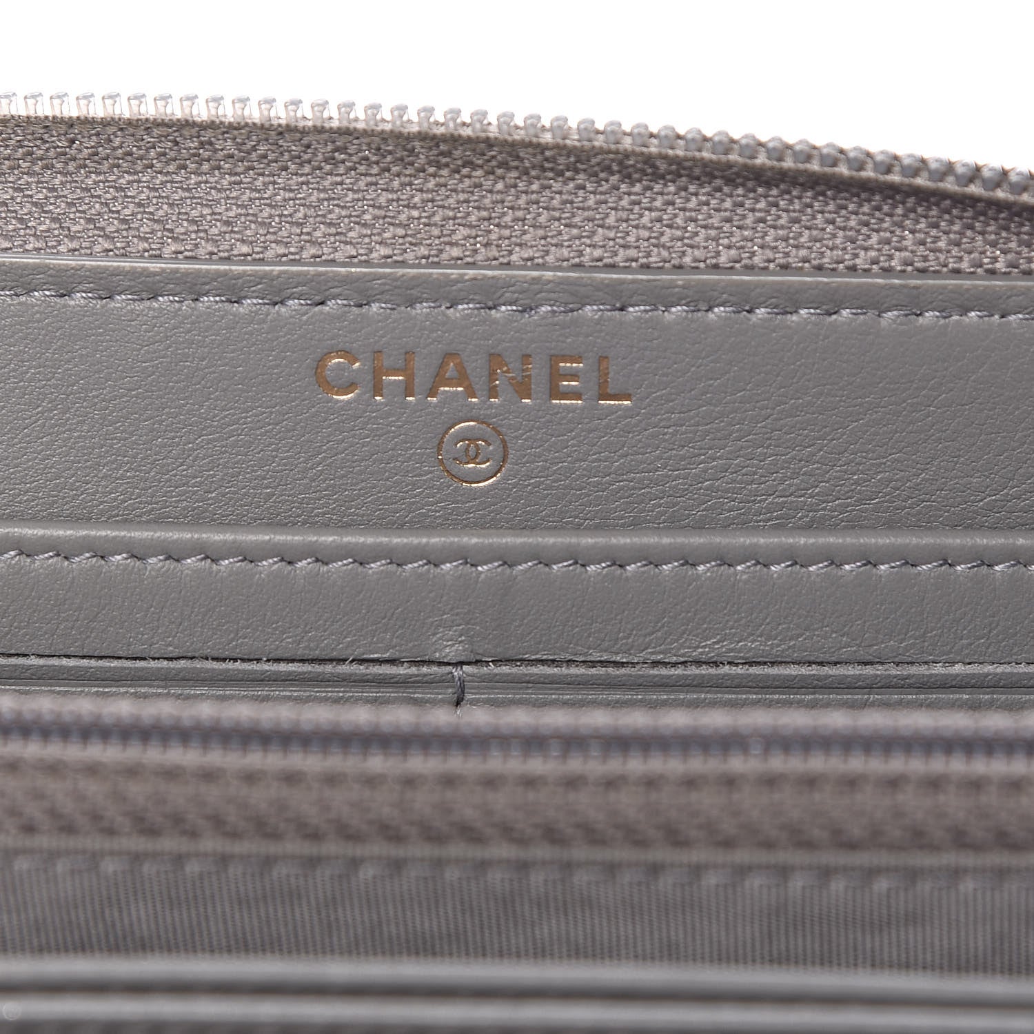 Chanel Lambskin Quilted Boy Zip Around Wallet Grey 6 of 14