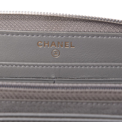Chanel Lambskin Quilted Boy Zip Around Wallet Grey 6 of 14
