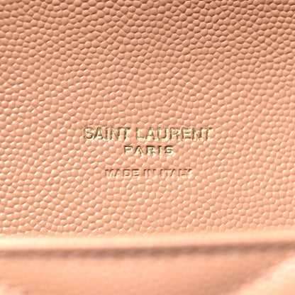 Saint Laurent Grain De Poudre Matelasse Chevron Monogram Envelope Clutch Vintage Peach 6 of 10