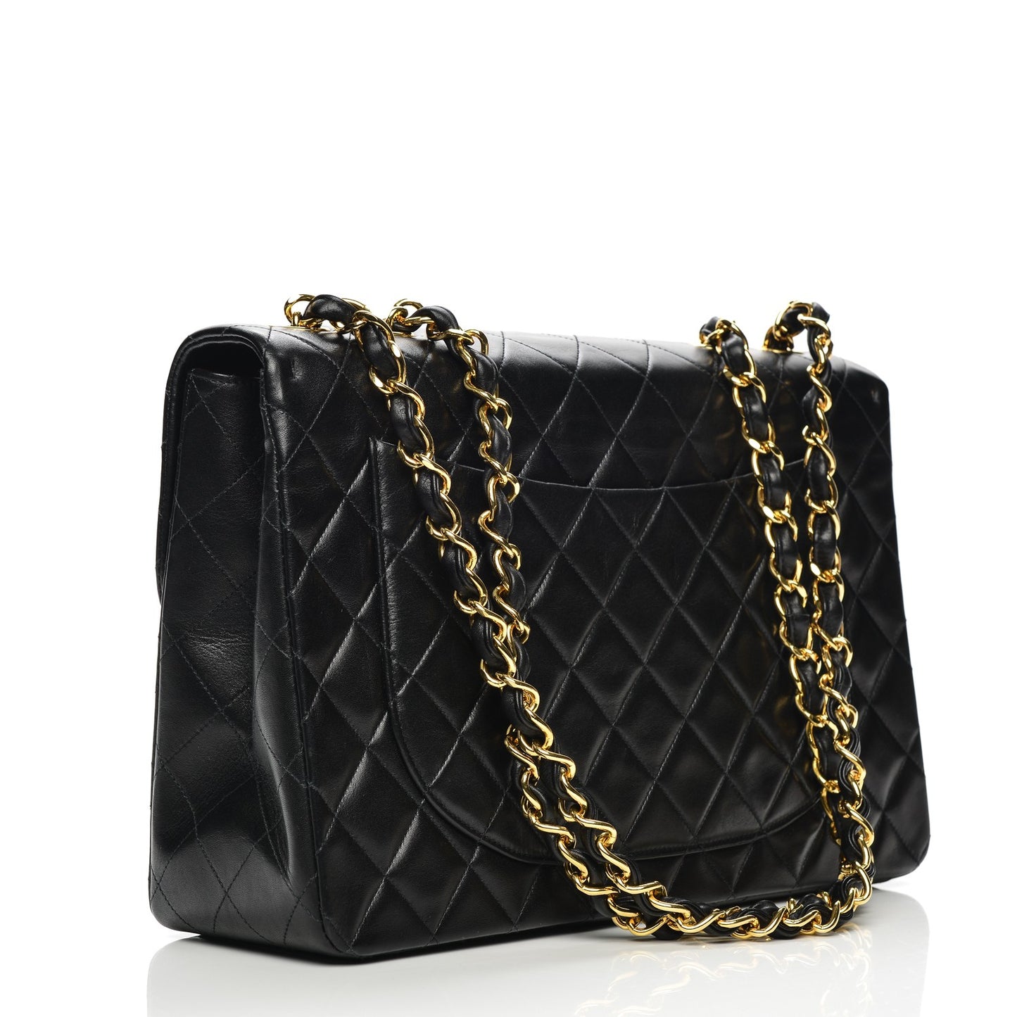 Lambskin Quilted XL Jumbo Single Flap Black