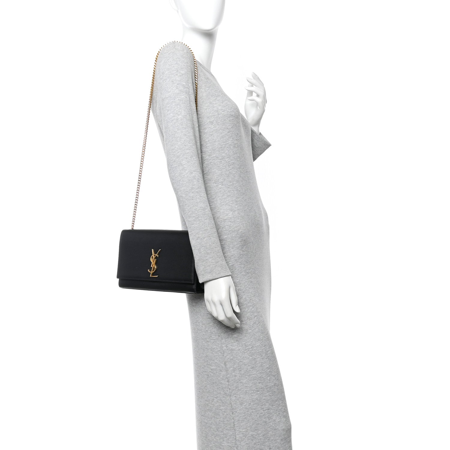 Saint Laurent Grain De Poudre Medium Classic Monogram Kate Satchel Black 2 of 9