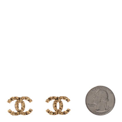 Chanel Metal Textured CC Earrings Gold 2 of 4