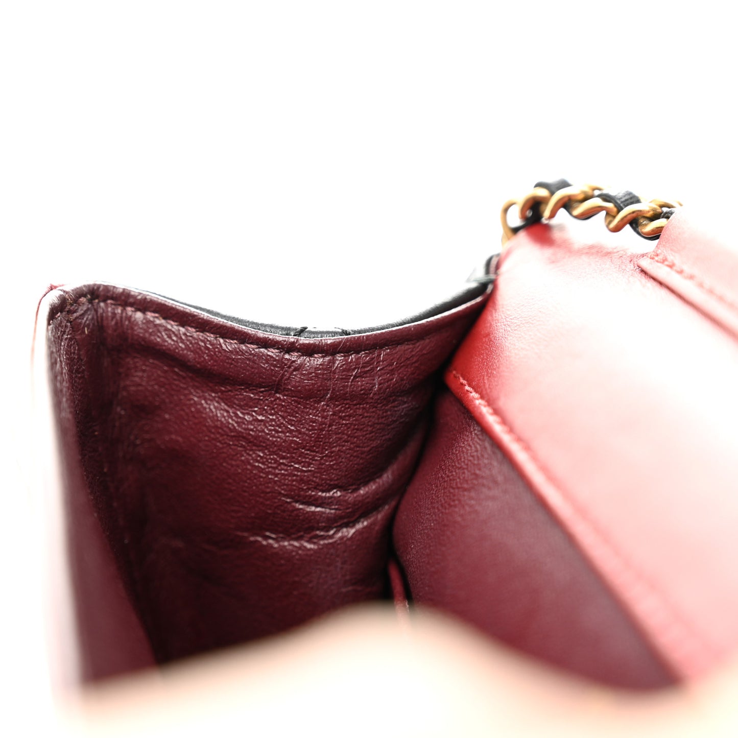 Calfskin Quilted Brasserie Gabrielle Menu CC Clutch Dark Red