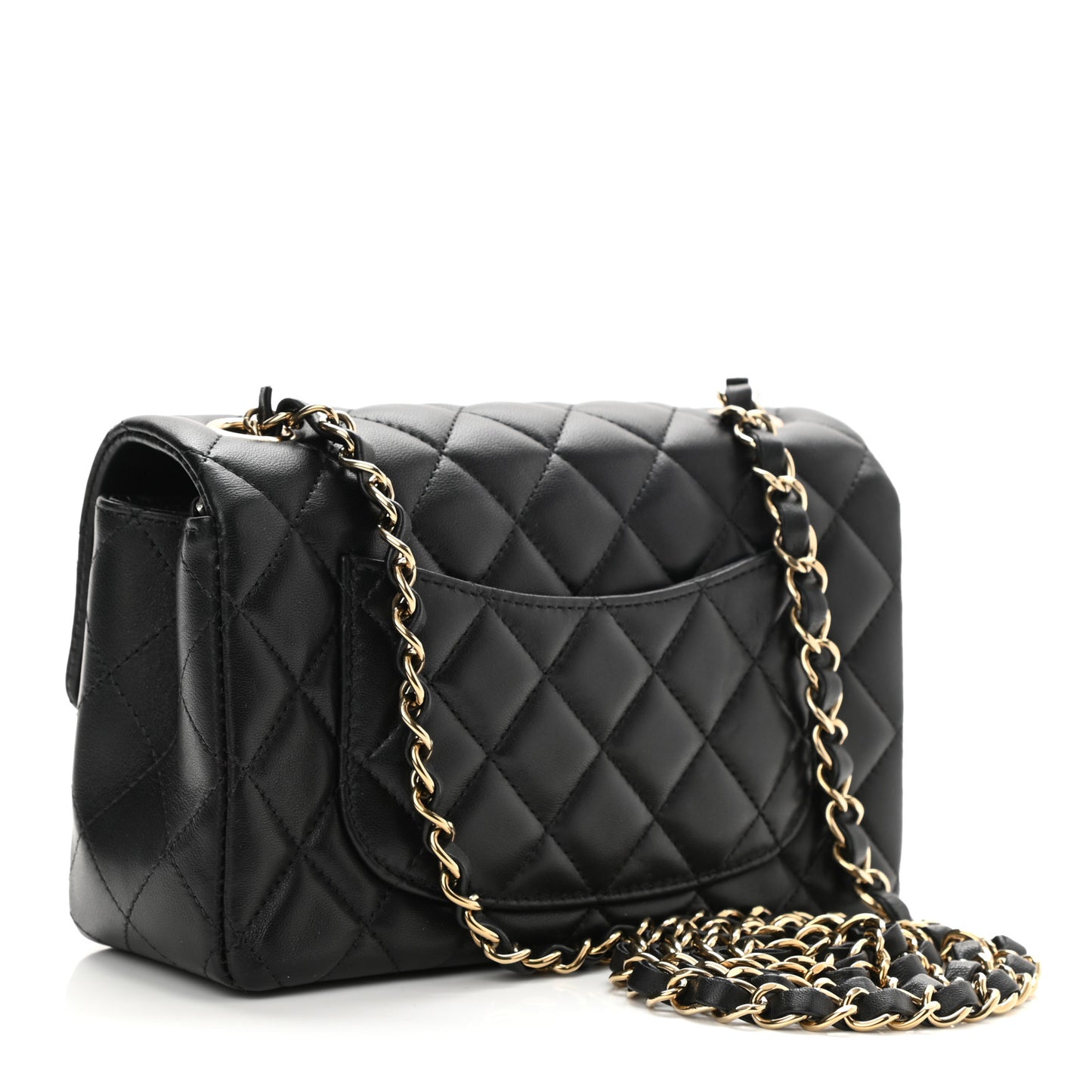 Lambskin Quilted Mini Rectangular Flap Black