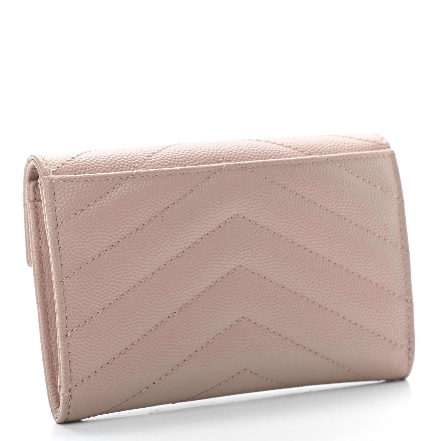Saint Laurent Grain De Poudre Matelasse Chevron Small Monogram Envelope Wallet Blush 3 of 7