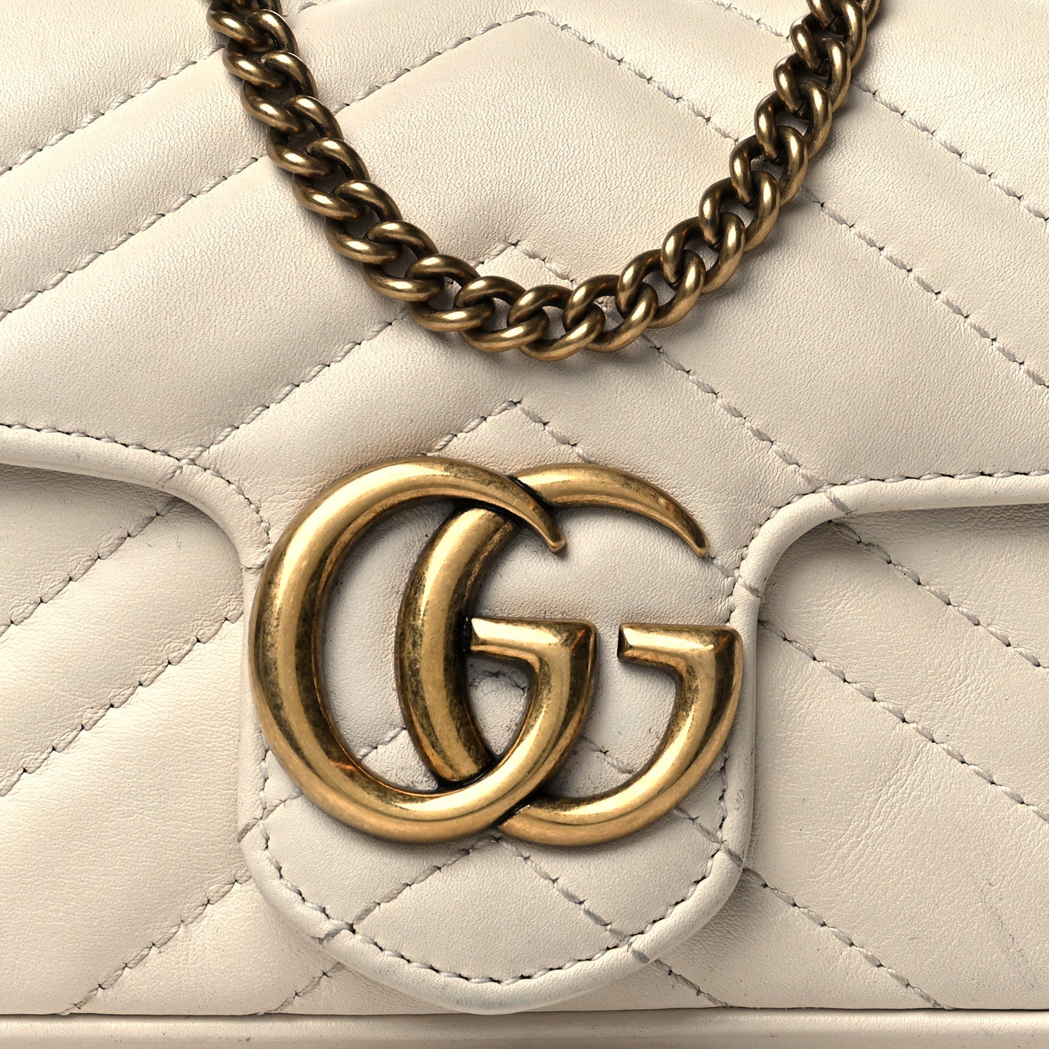 Gucci Calfskin Matelasse Super Mini GG Marmont Shoulder Bag White 8 of 13