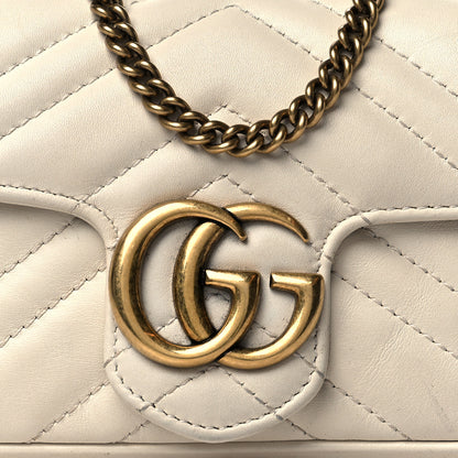 Gucci Calfskin Matelasse Super Mini GG Marmont Shoulder Bag White 8 of 13
