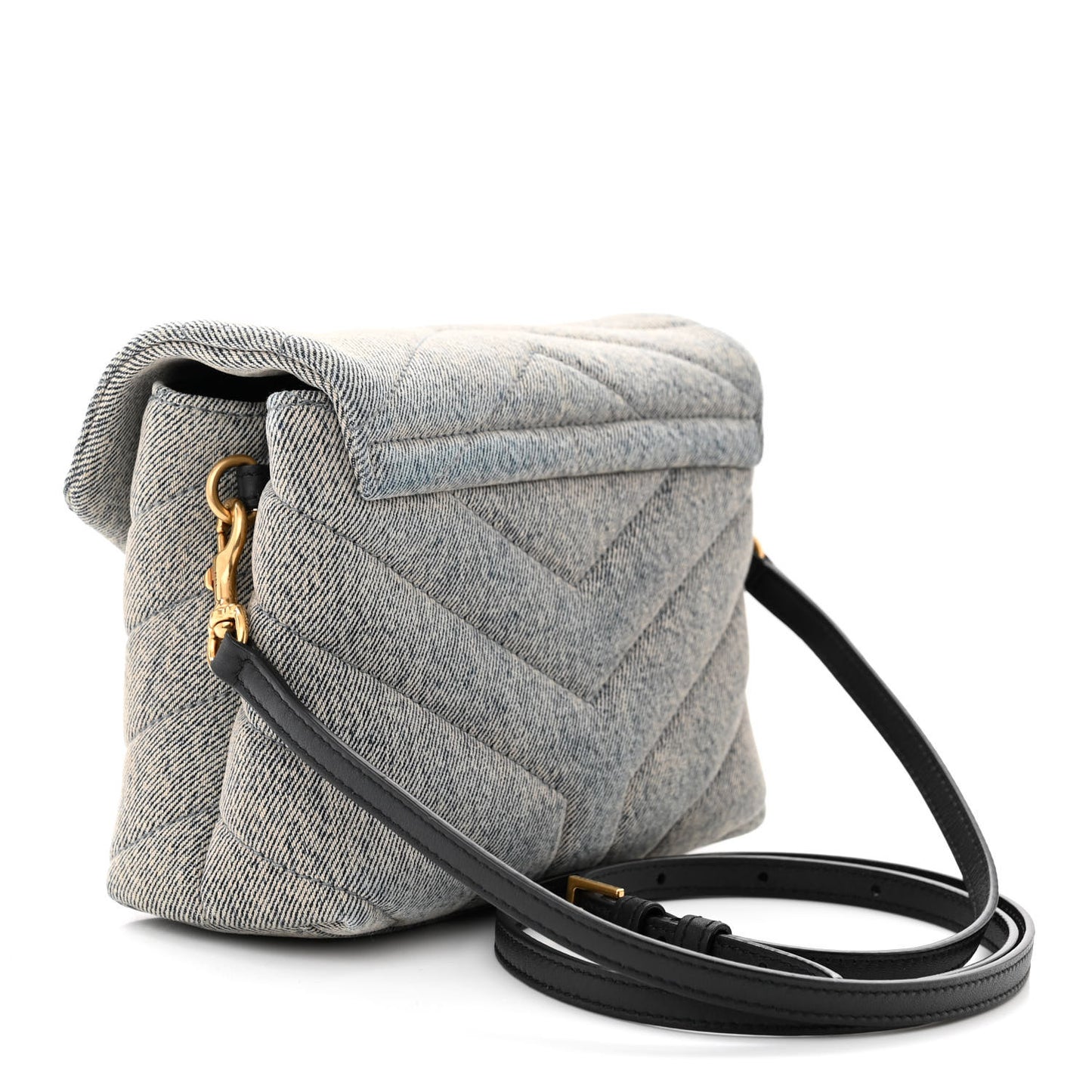 Denim Y Quilted Monogram Toy Loulou Crossbody Bag Grey