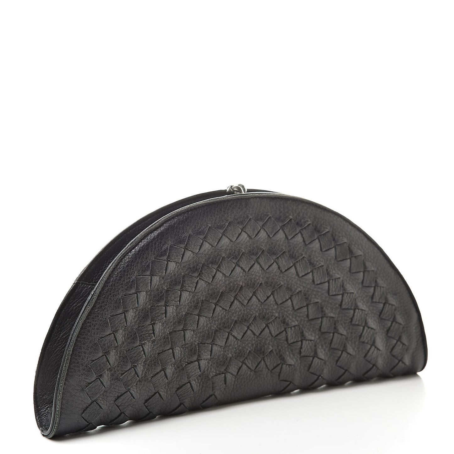 Cervo Deerskin Intrecciato Fan Clutch Black