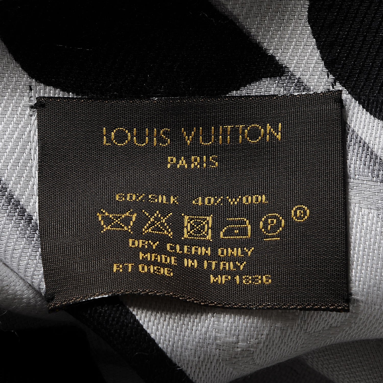 Louis Vuitton Silk Wool Graphic Flower Scarf Black 4 of 12