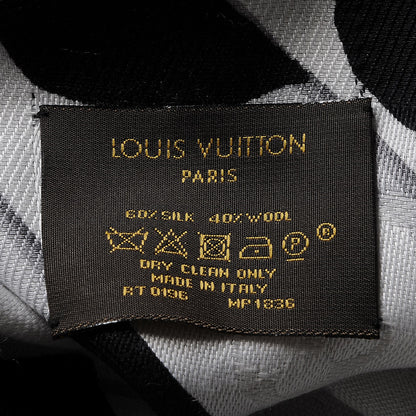 Louis Vuitton Silk Wool Graphic Flower Scarf Black 4 of 12