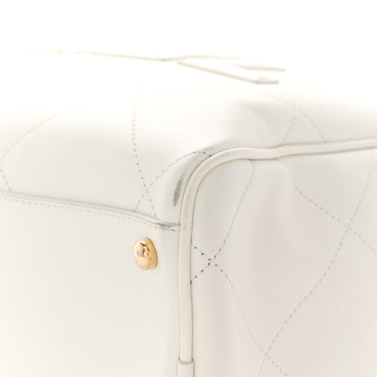 Chanel Calfskin Stitched Maxi Logo Bowling Bag White 21 of 21
