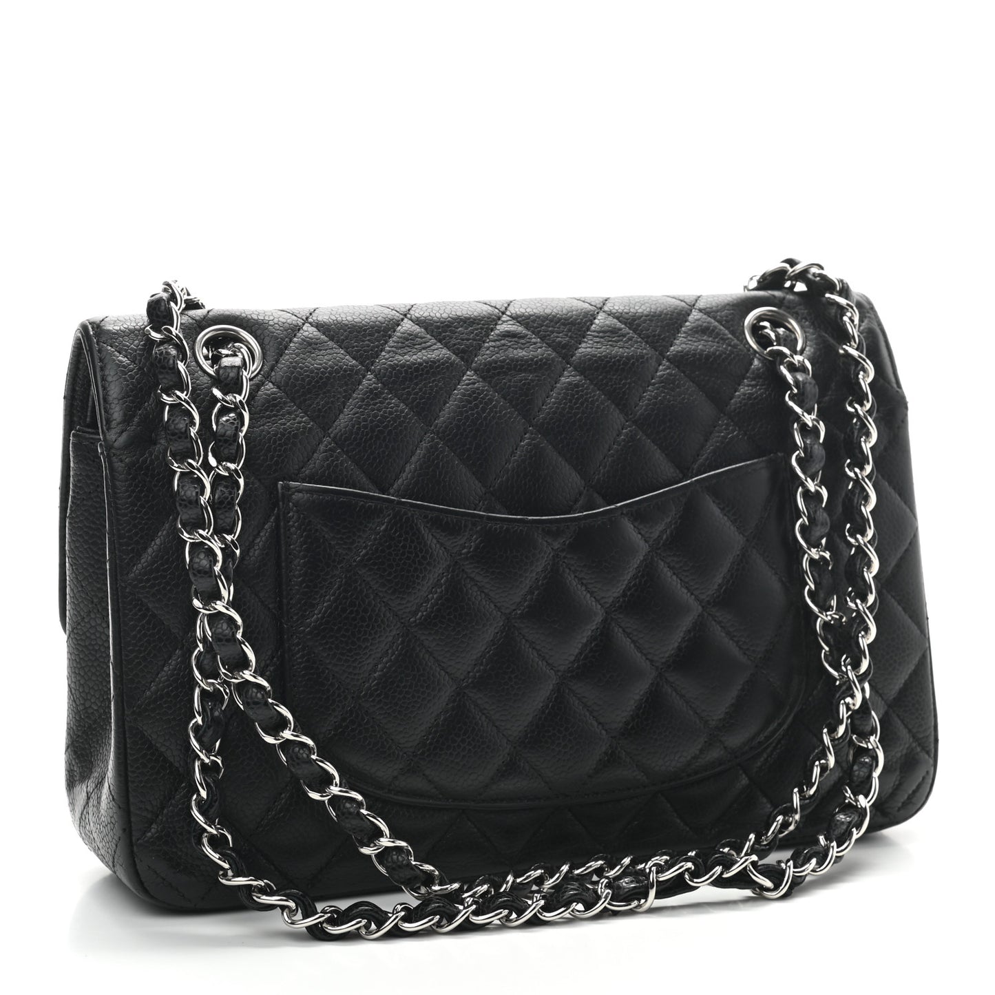 Caviar Quilted Medium Double Flap Black