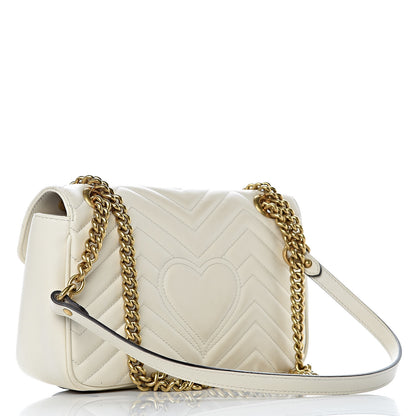 Gucci Calfskin Matelasse Small GG Marmont Shoulder Bag White 3 of 13