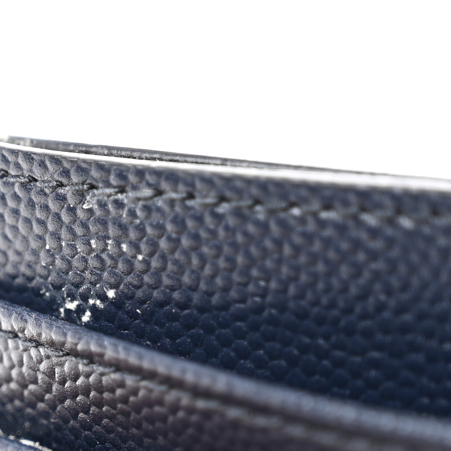 Saint Laurent Grain De Poudre Matelasse Chevron Monogram Credit Card Case Deep Marine 7 of 8