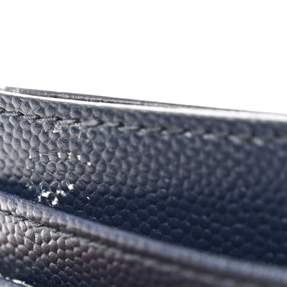 Saint Laurent Grain De Poudre Matelasse Chevron Monogram Credit Card Case Deep Marine 7 of 8