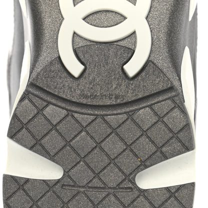 Chanel Suede Calfskin CC Sneakers 37 White Grey 6 of 11