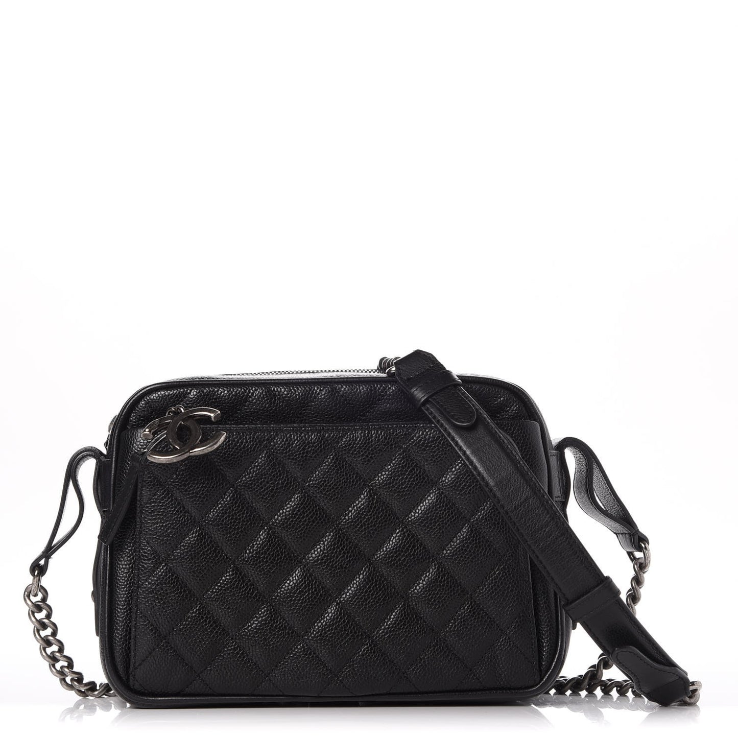 Caviar Quilted Medium Business Trip Camera Bag Black