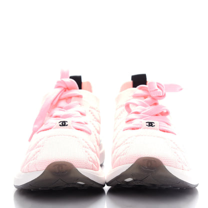 Chanel Mixed Fibers Quilted Womens CC Sneakers 37 Light Pink 2 of 10