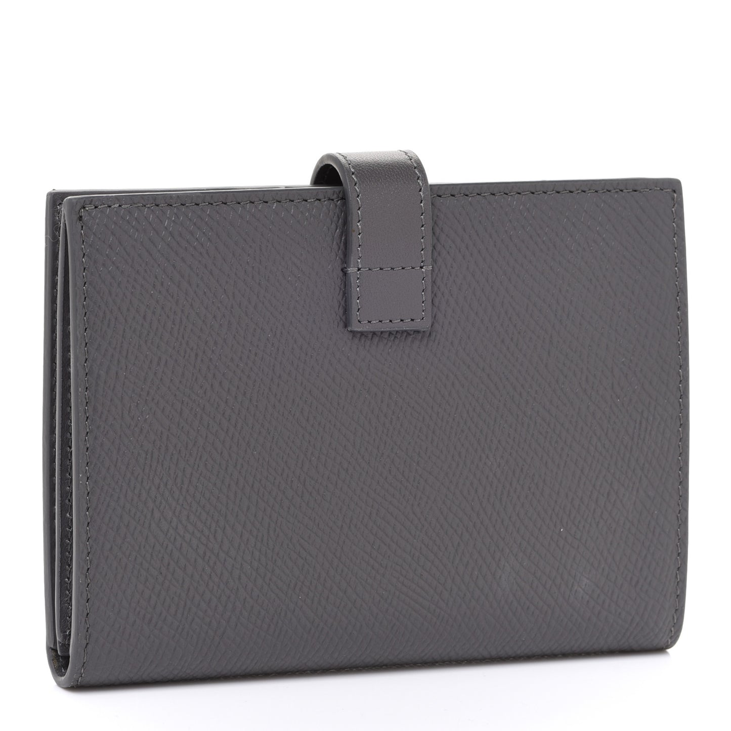 Grained Calfskin Medium Multifunction Strap Wallet Grey