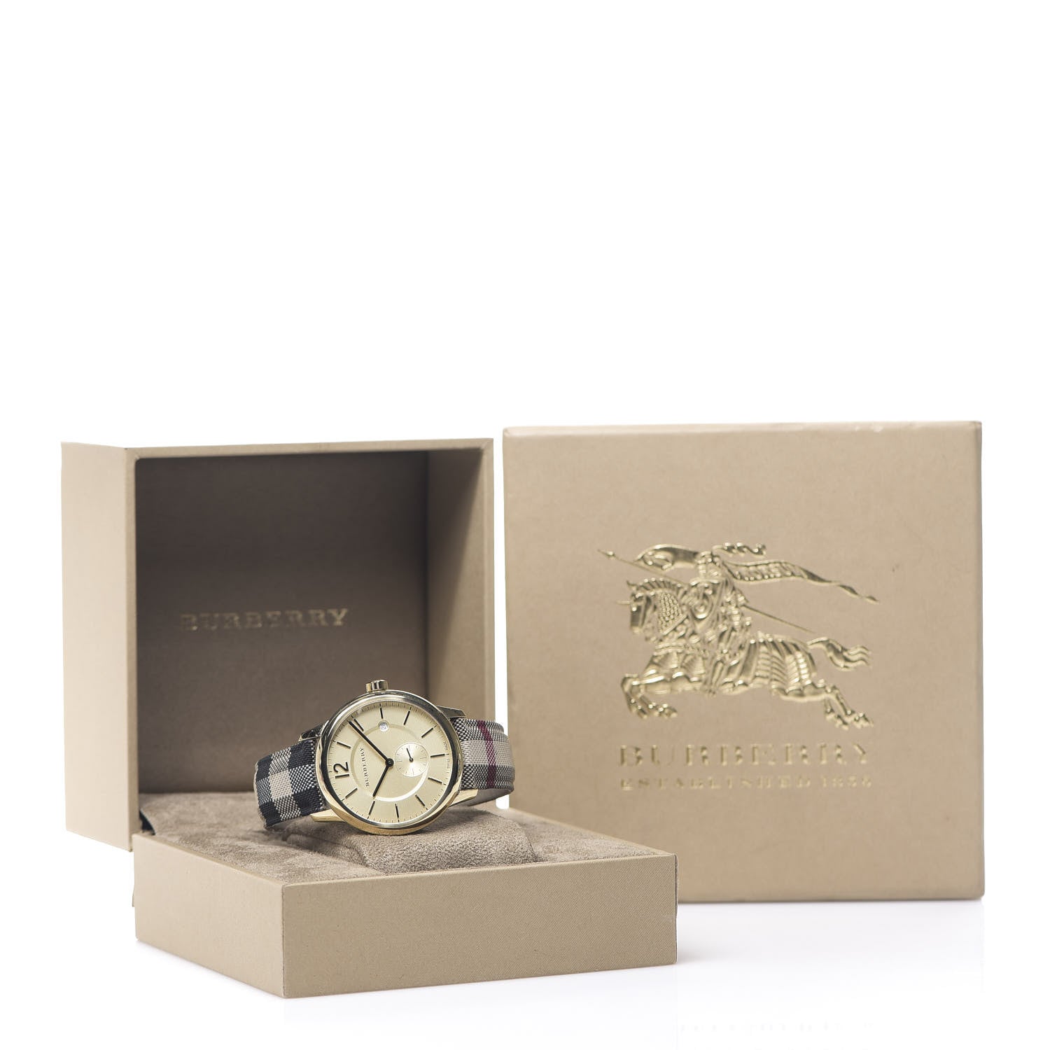 Burberry Stainless Steel Calfskin 40mm Quartz Watch Beige BU10001 7 of 7