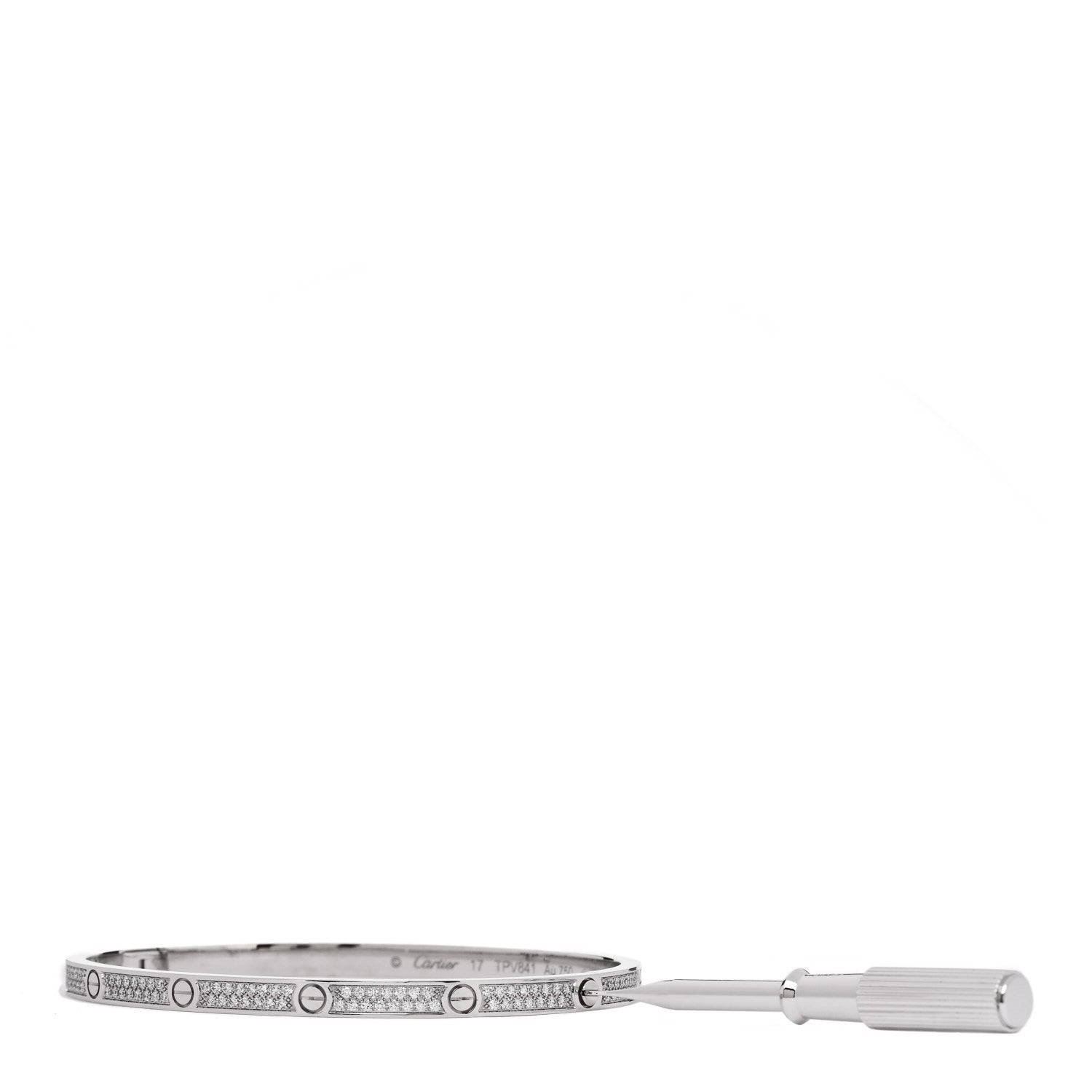 Cartier 18K White Gold Diamond Small LOVE Paved Bracelet 17 3 of 8