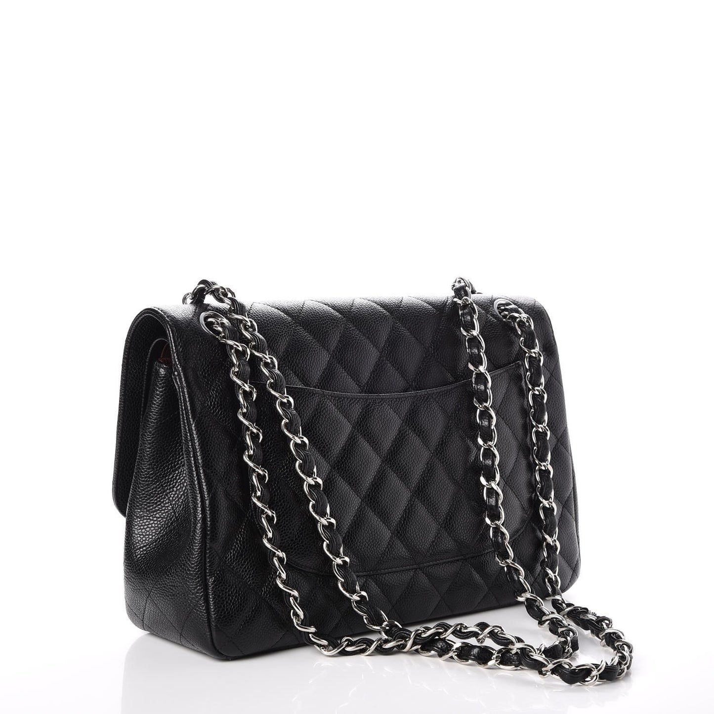 Caviar Quilted Jumbo Double Flap Black