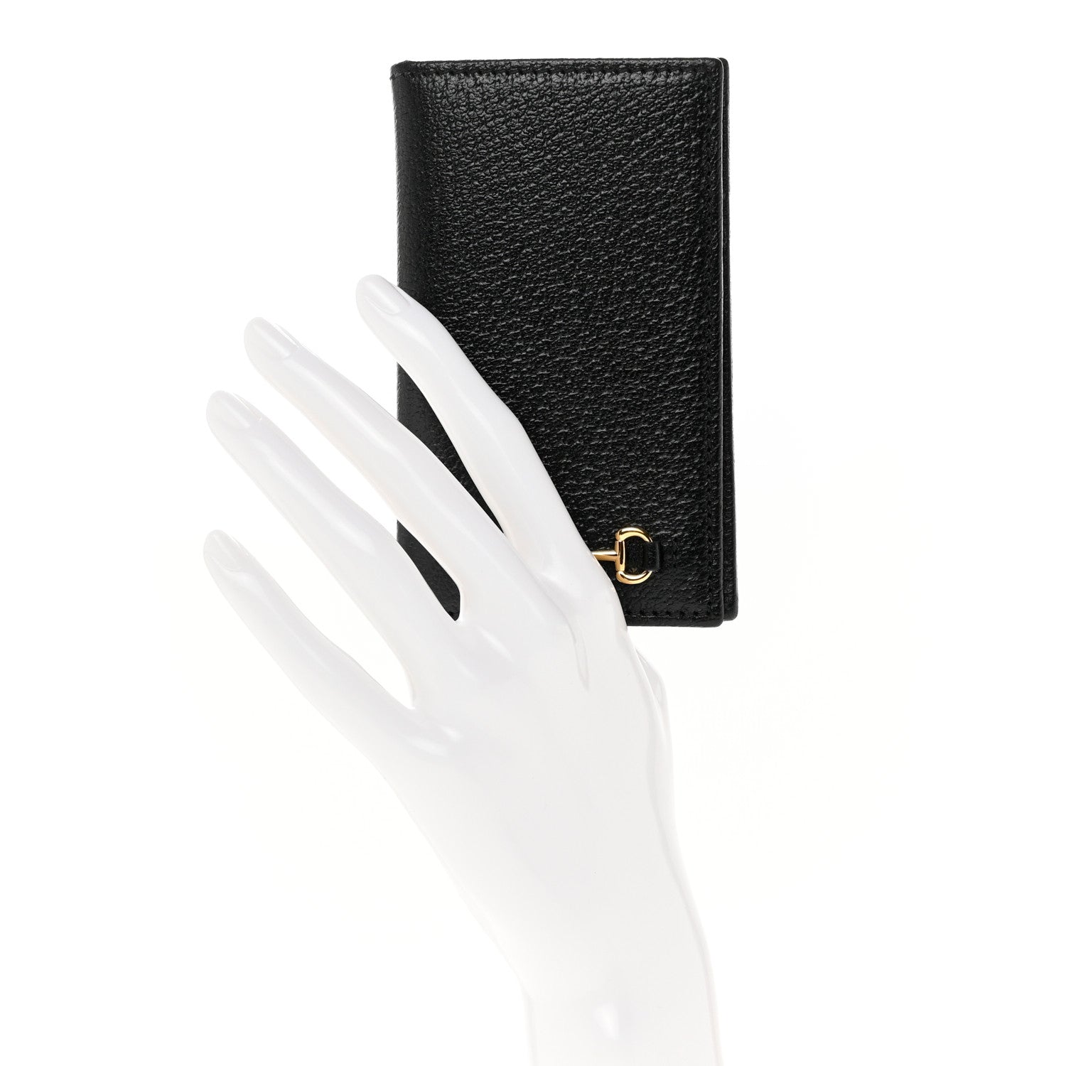 Gucci Textured Dollar Calfskin Horsebit Card Holder Black 2 of 7
