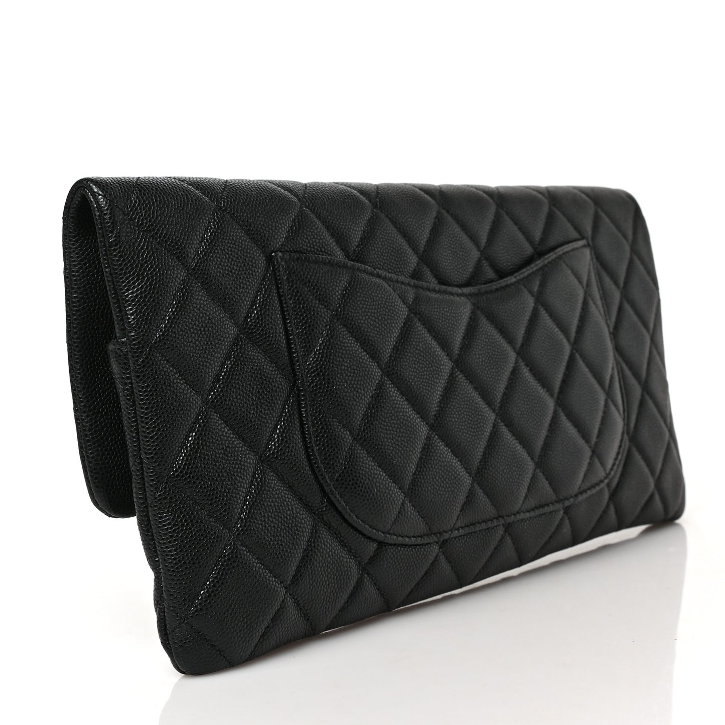 Caviar Quilted Flap Clutch Black