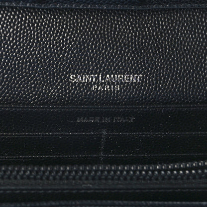 Saint Laurent Grain De Poudre Matelasse Chevron Monogram Monochrome Chain Wallet Black 7 of 9