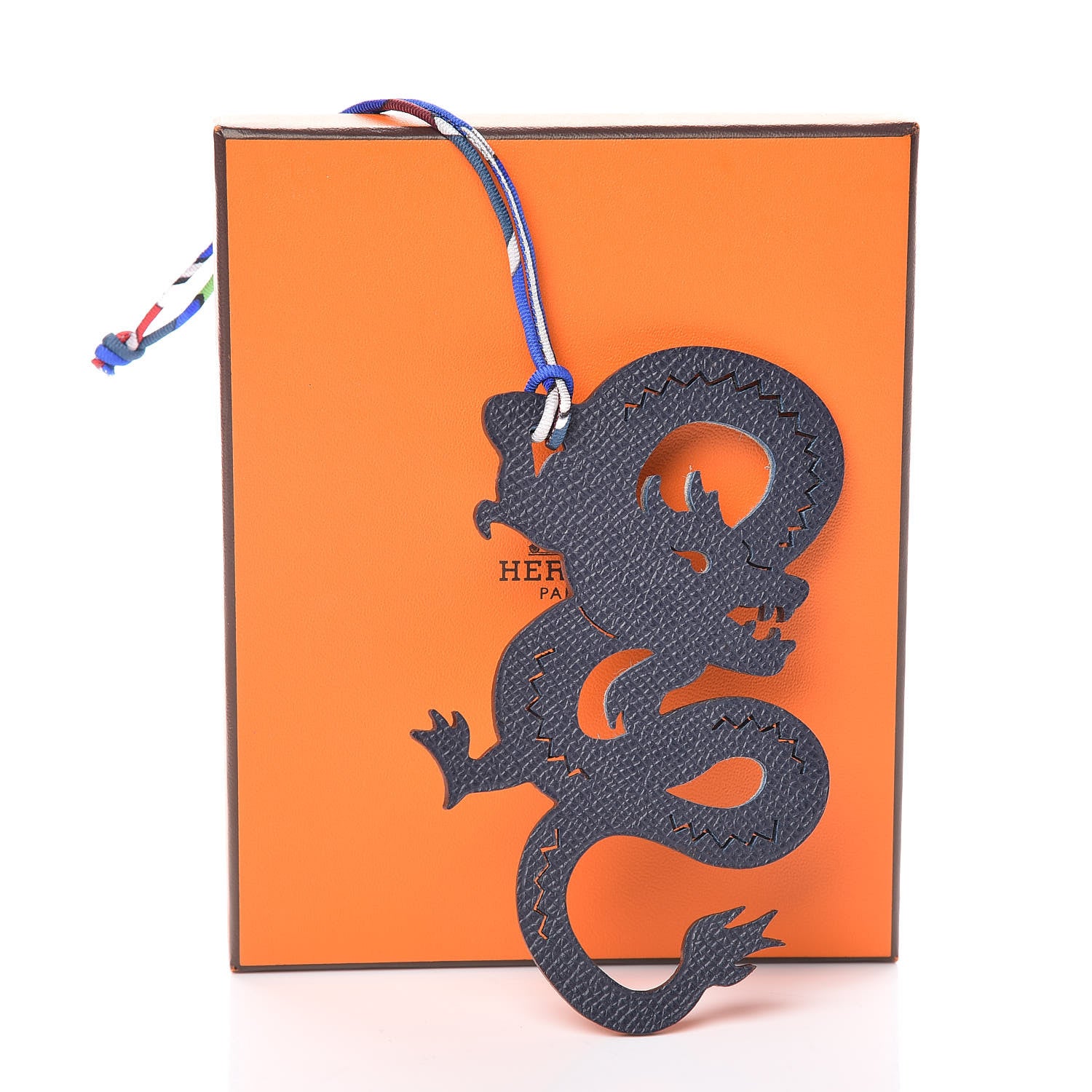 Hermes Epsom Togo Petit H Dragon Bag Charm Bleu Indigo Etain 5 of 5