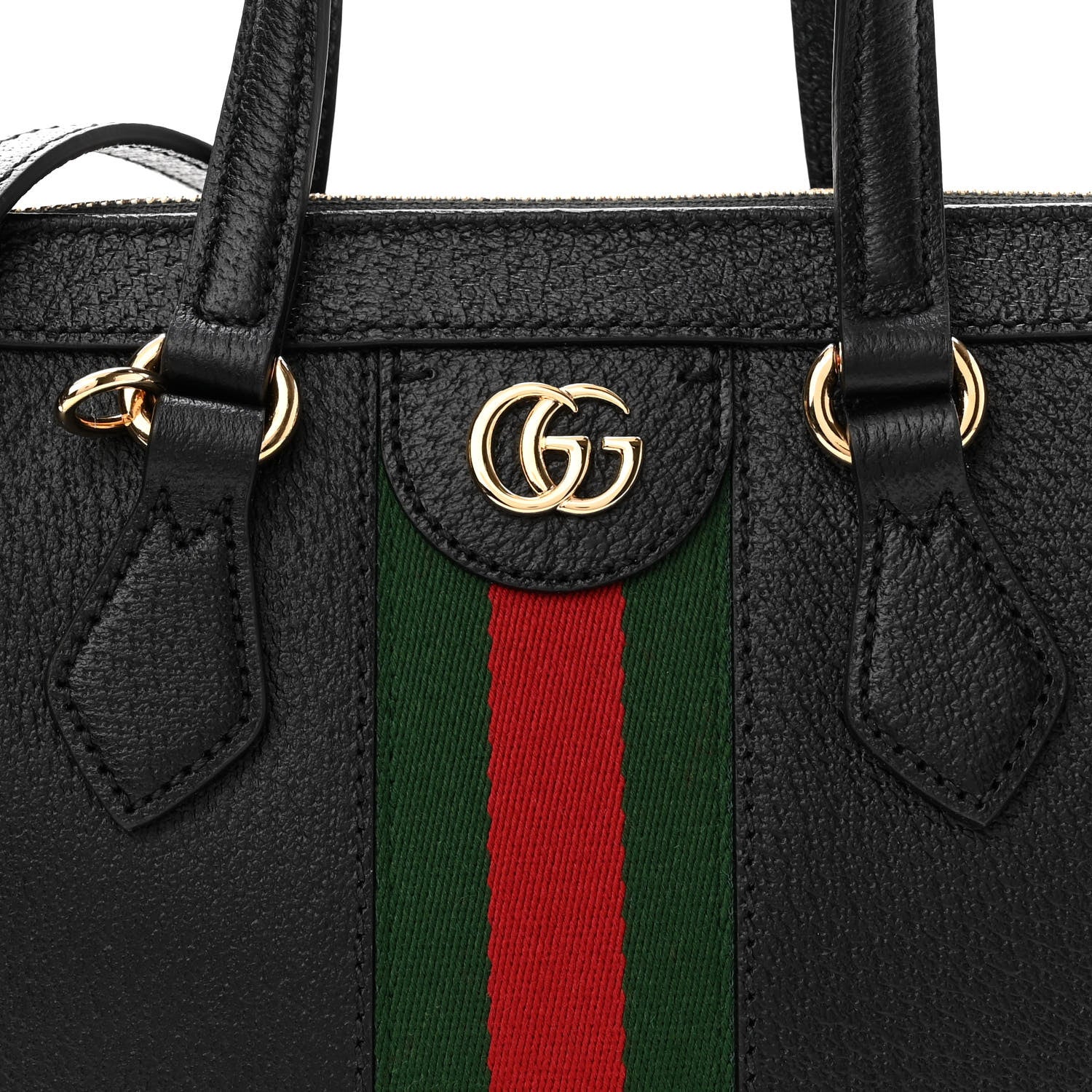 Gucci Textured Calfskin Web Small Ophidia Tote Bag Black 8 of 10
