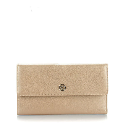 Chanel Metallic Goatskin Large Flap Wallet Gold 1 of 8