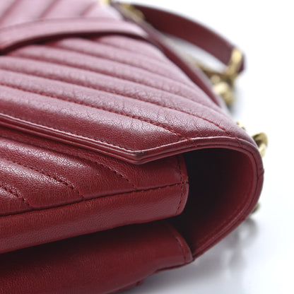 Saint Laurent Sheepskin Matelasse Chevron Monogram Medium College Bag Rouge 12 of 13