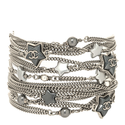 Chanel Pearl CC Star Multi Strand Bracelet Silver 1 of 5