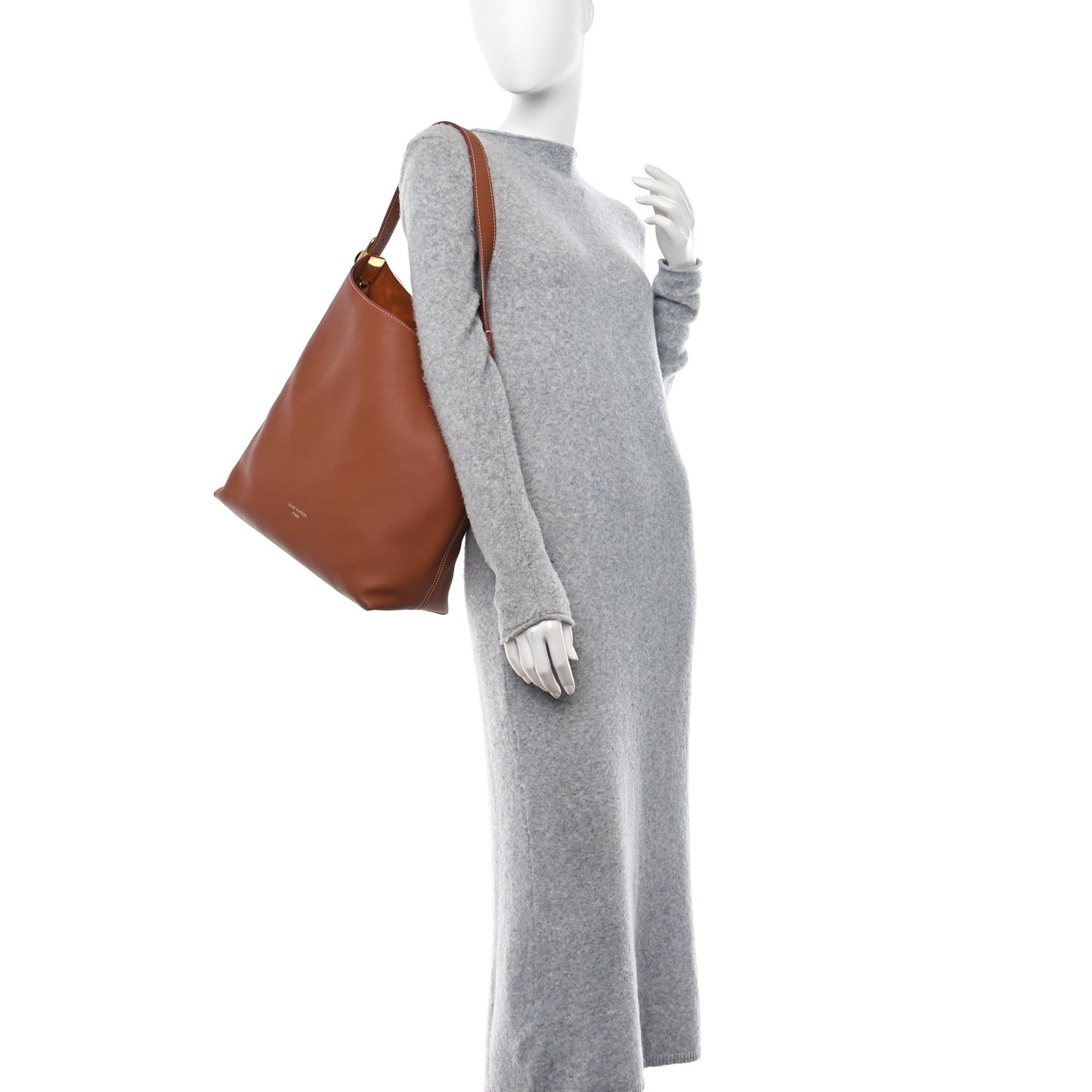 LOUIS VUITTON Grained Calfskin Low Key Hobo MM Cognac