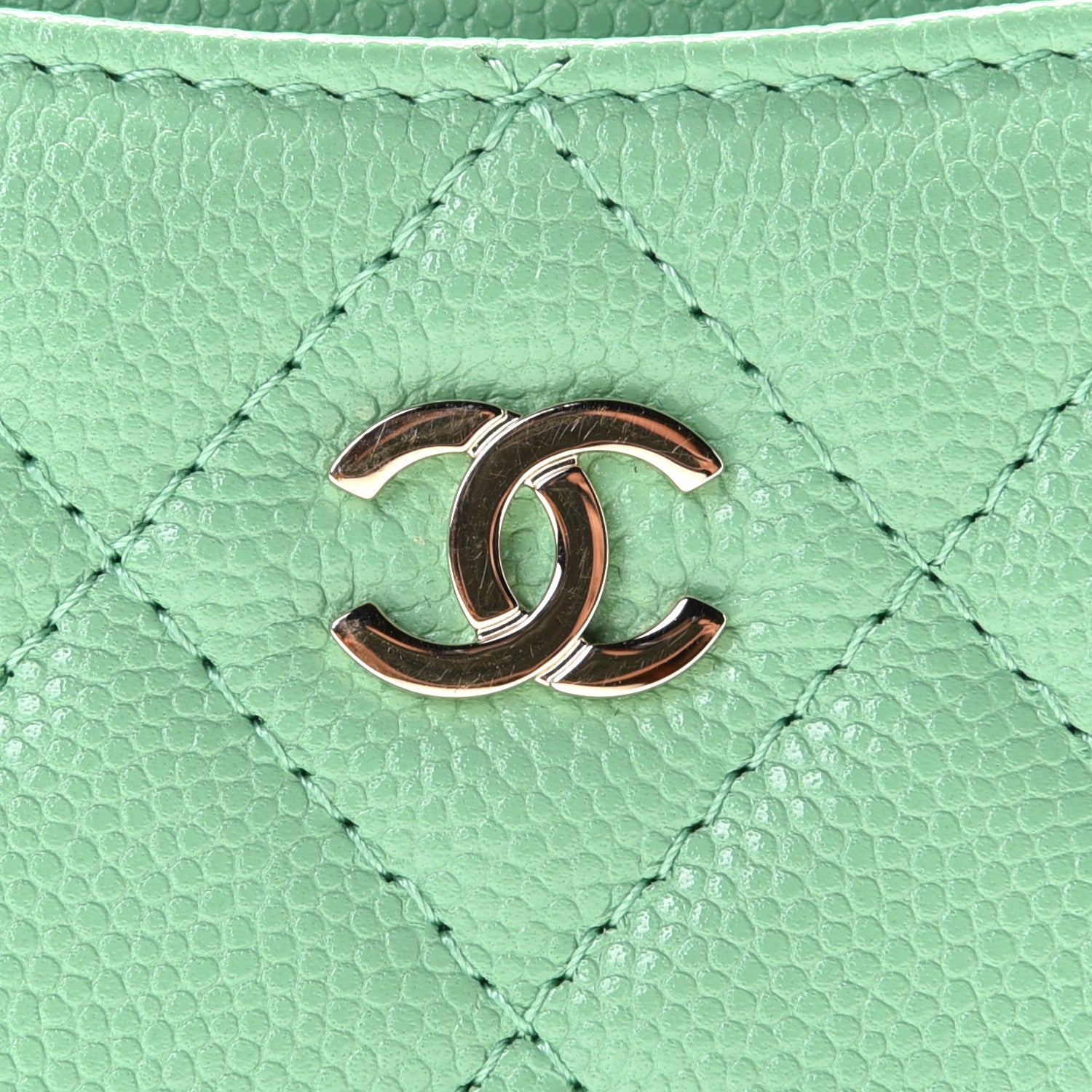 Chanel Caviar Quilted Card Holder Green 2 of 10