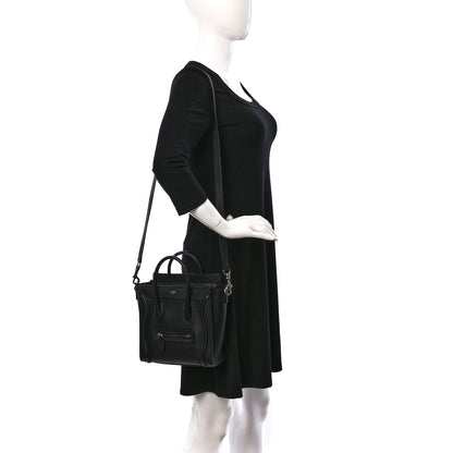 Celine Drummed Calfskin Nano Luggage Black 2 of 10
