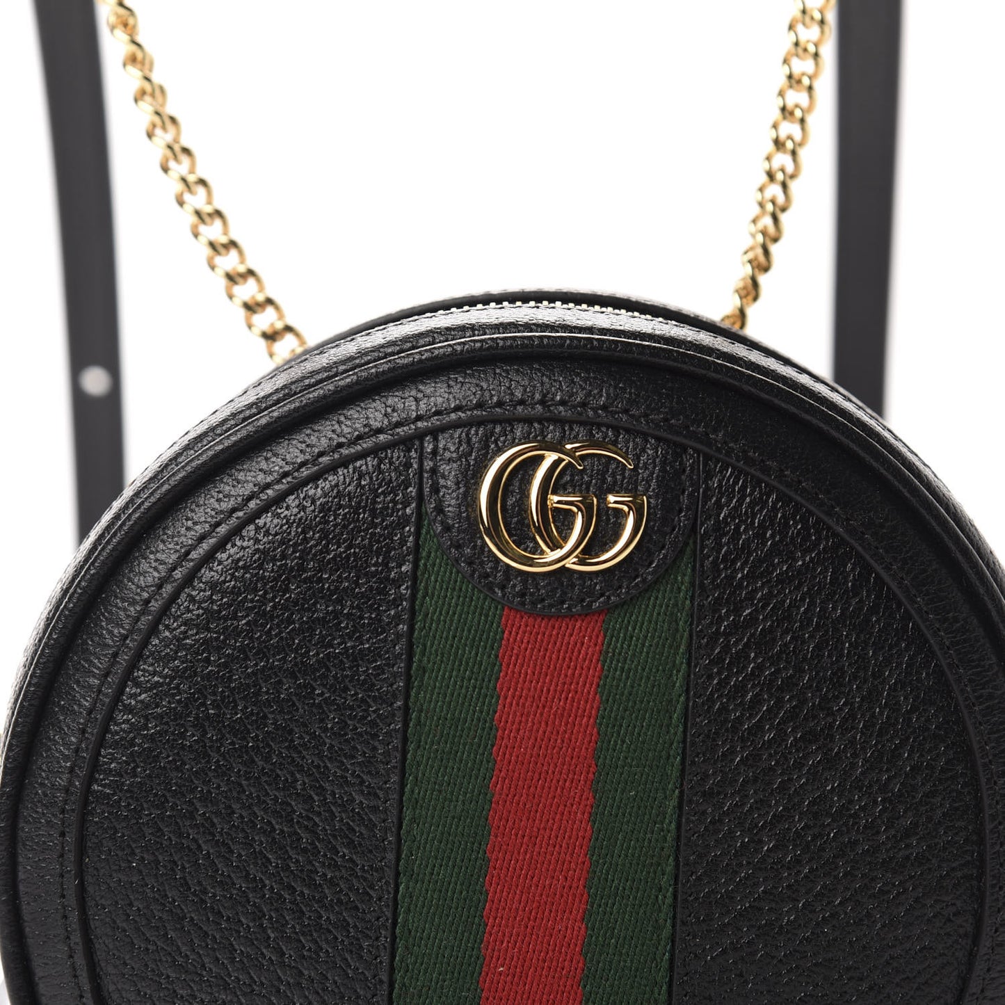 Grained Calfskin Web Mini Ophidia Round Backpack Black