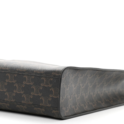 Celine Triomphe Canvas Calfskin Medium Vertical Cabas Black 10 of 11