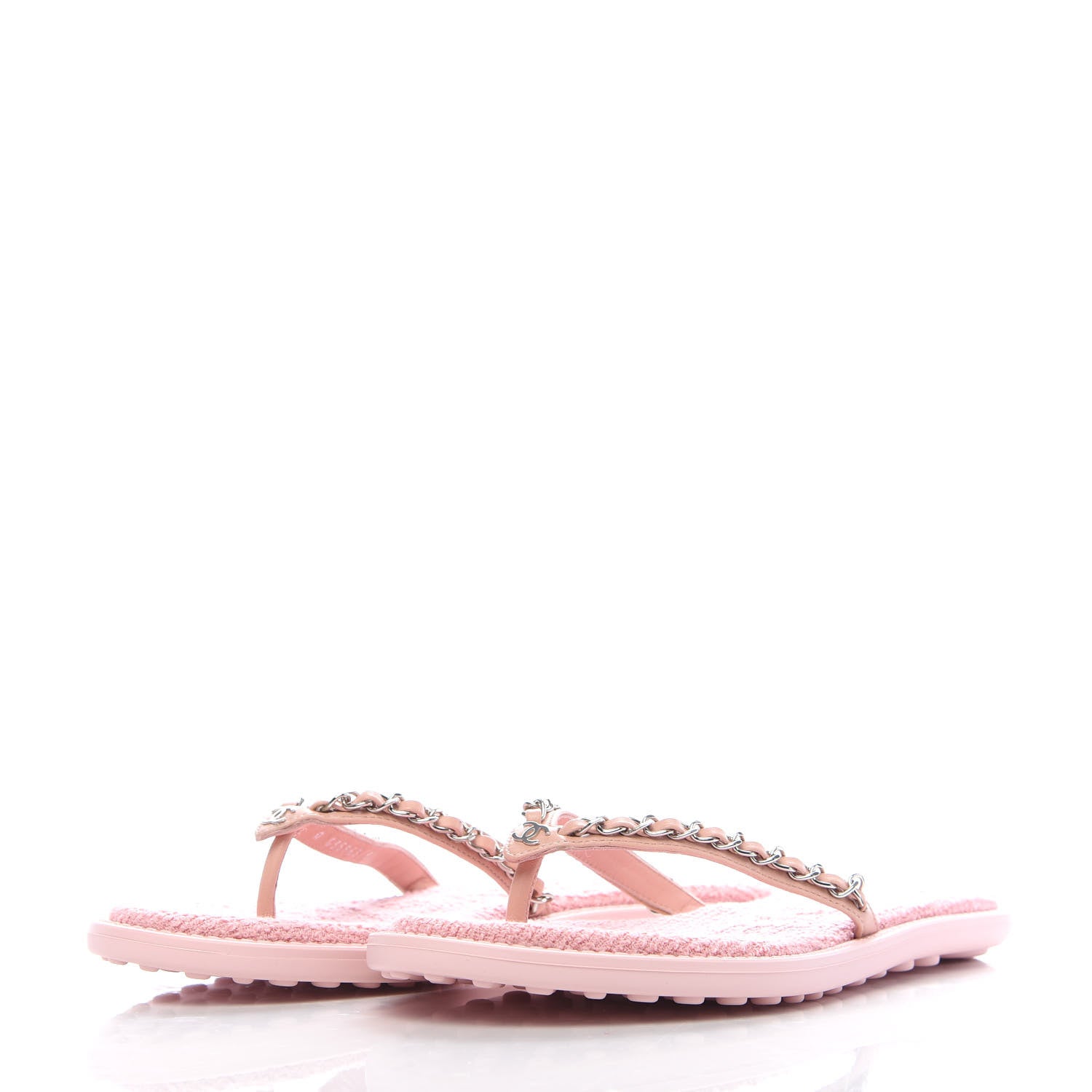 Chanel Calfskin CC Chain Thong Sandals 37 Pink 2 of 8