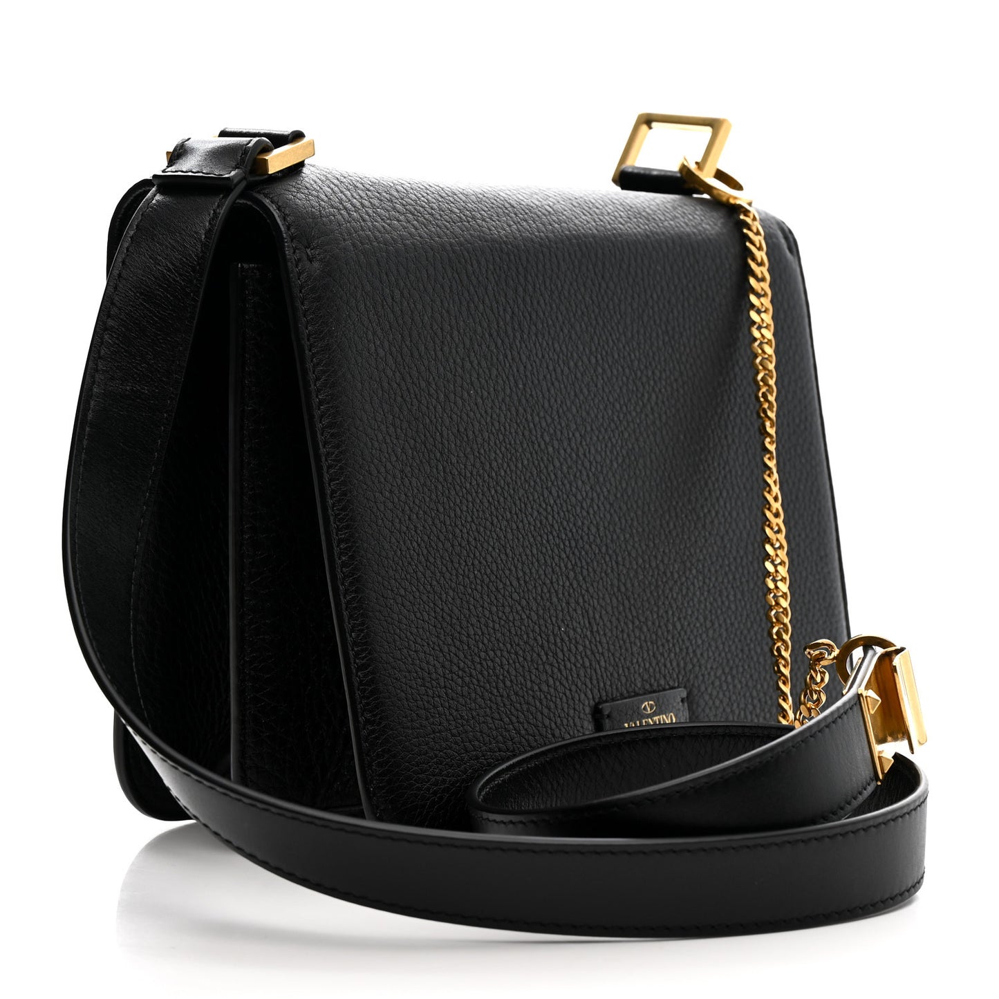 Grained Calfskin Large VSling Shoulder Bag Black