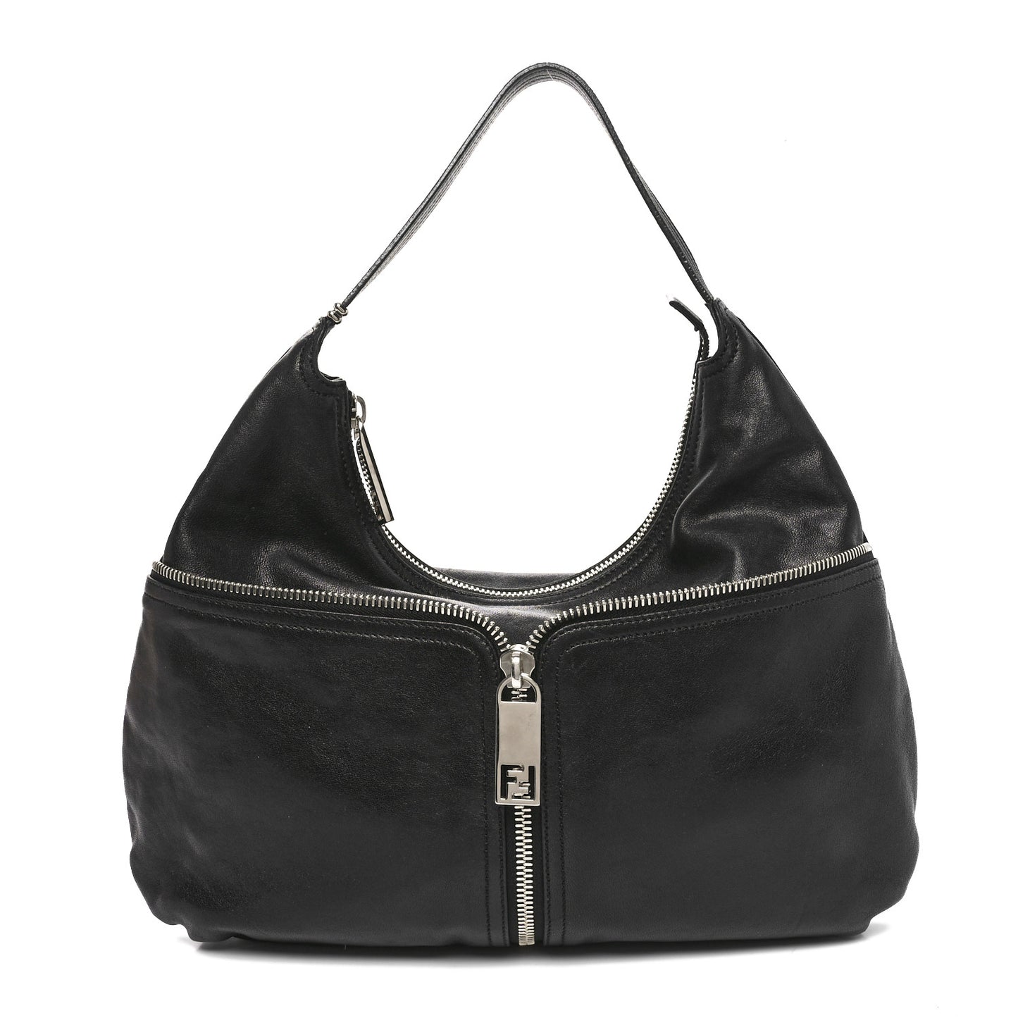 Sheepskin Zipper Hobo Black