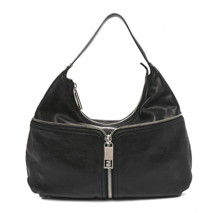 Fendi Sheepskin Zipper Hobo Black 1 of 10
