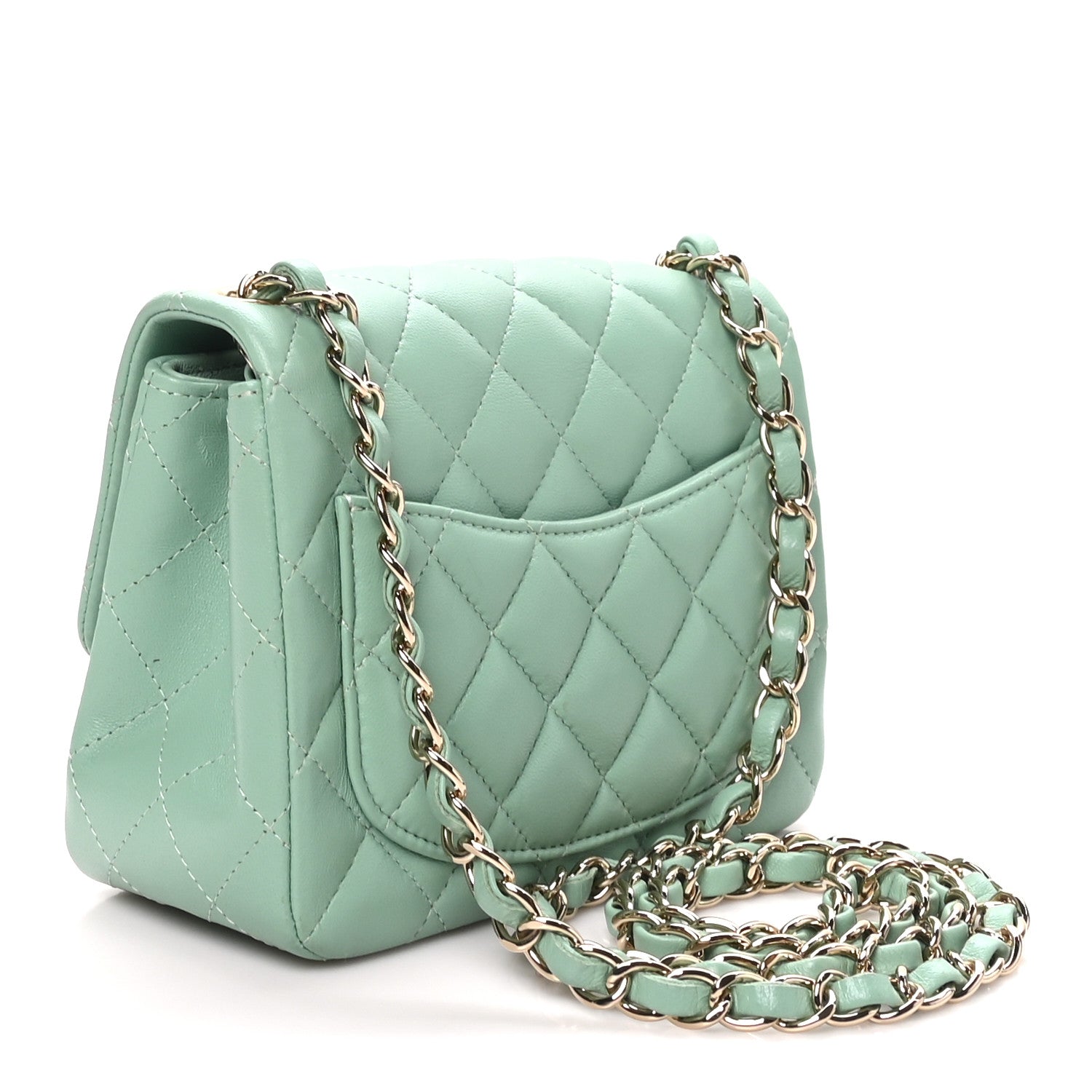 Chanel Lambskin Quilted Mini Square Flap Light Green 3 of 10
